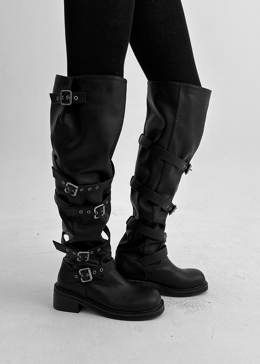 블랙업 [MADE] 코젤라 링클 레더 롱부츠