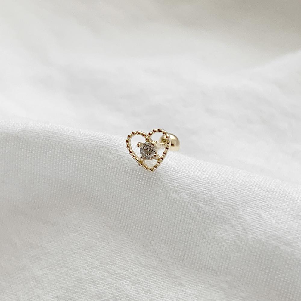로네오 14k 하트 큐빅 피어싱