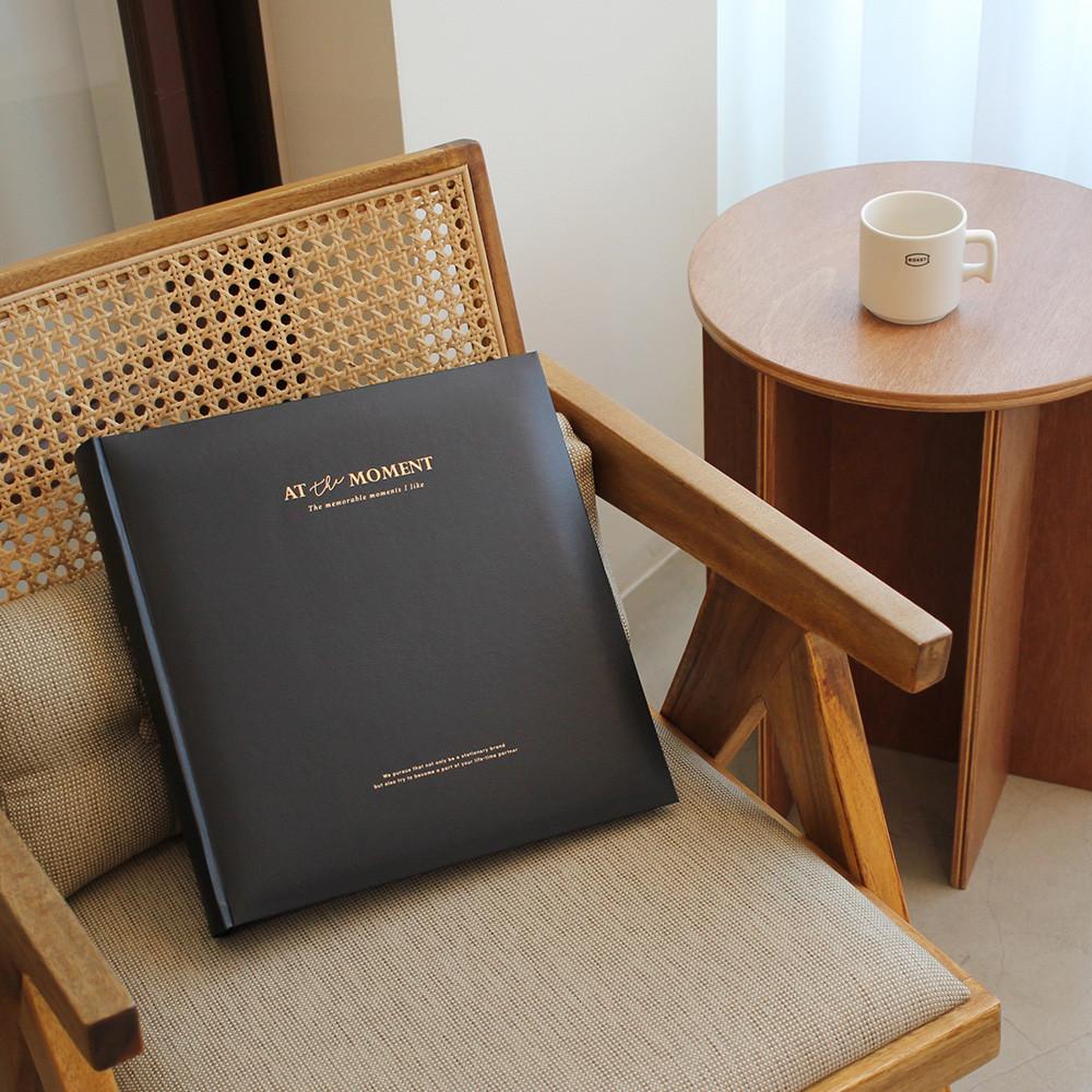 리코즈 모멘트 양장 앨범 40매 블랙 접착백지 사진 대용량 포토북 초음파 아기