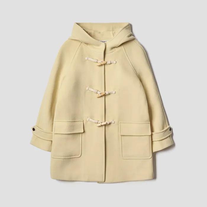 WOOL HOODED DUFFLE COAT_BUTTER