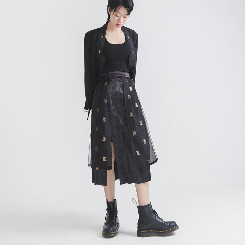 금박 양단 웃치마 검정