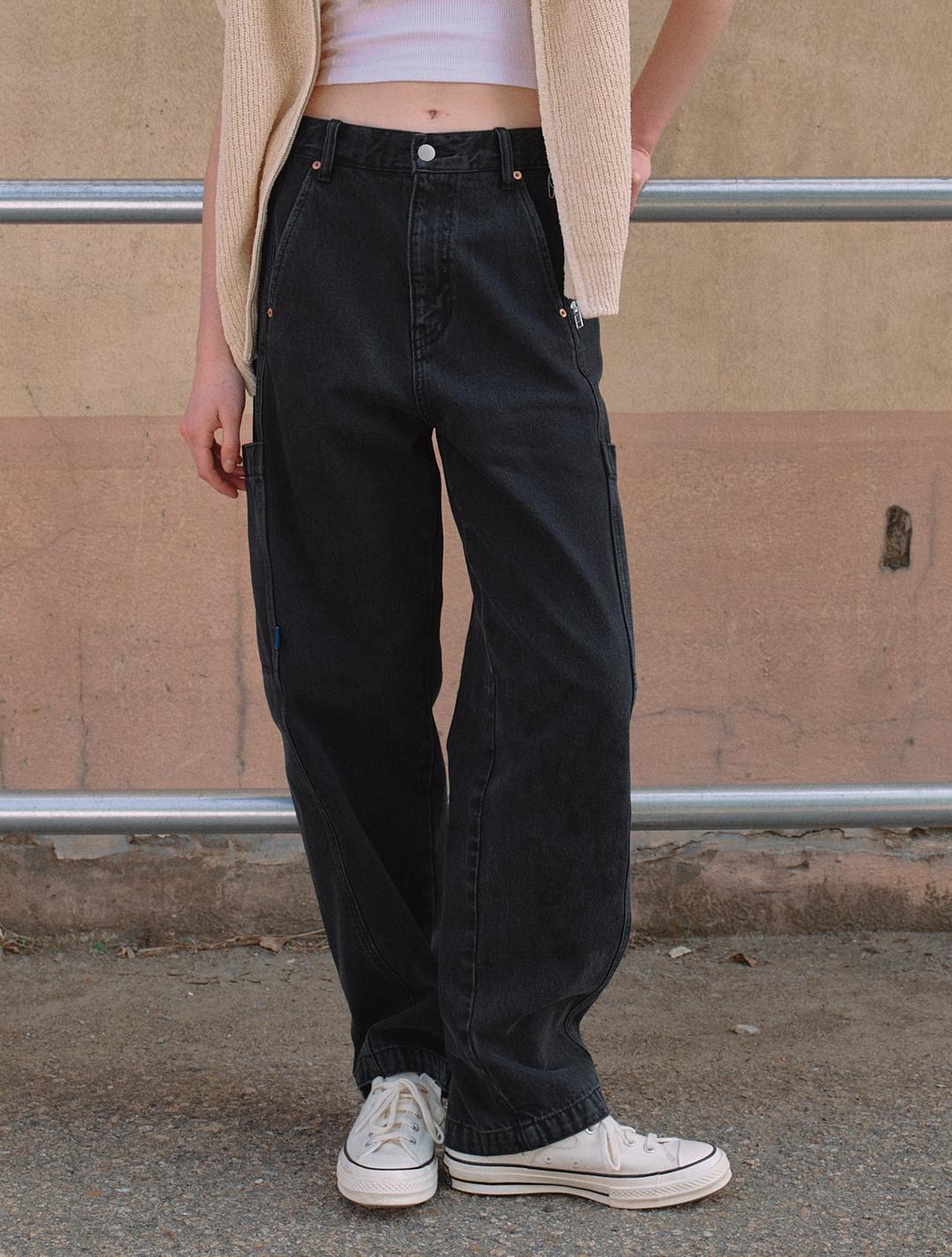 Stitch Pocket Denim Pants - Ash