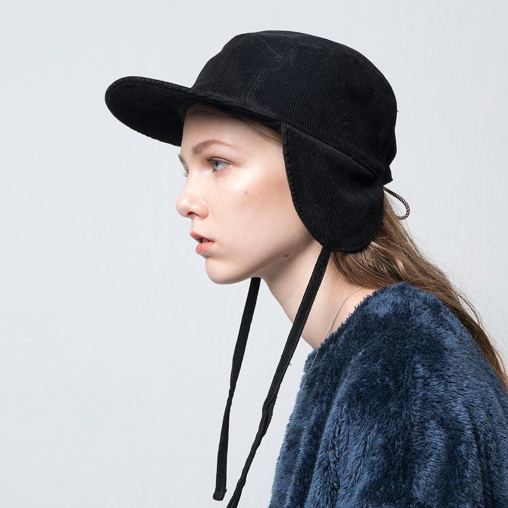 CORDUROY TRAPPER HAT(BLACK)