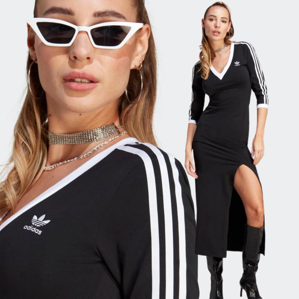 아디다스 오리지널스 아디컬러 클래식 3-스트라이프 삼색선 맥시 드레스 블랙 IK0439