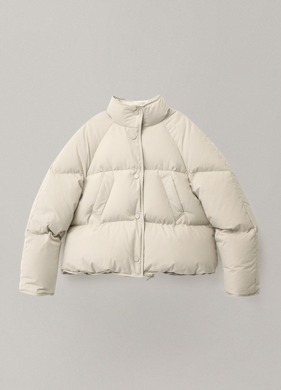 10TH / Cropped string puffer jacket (White fog)