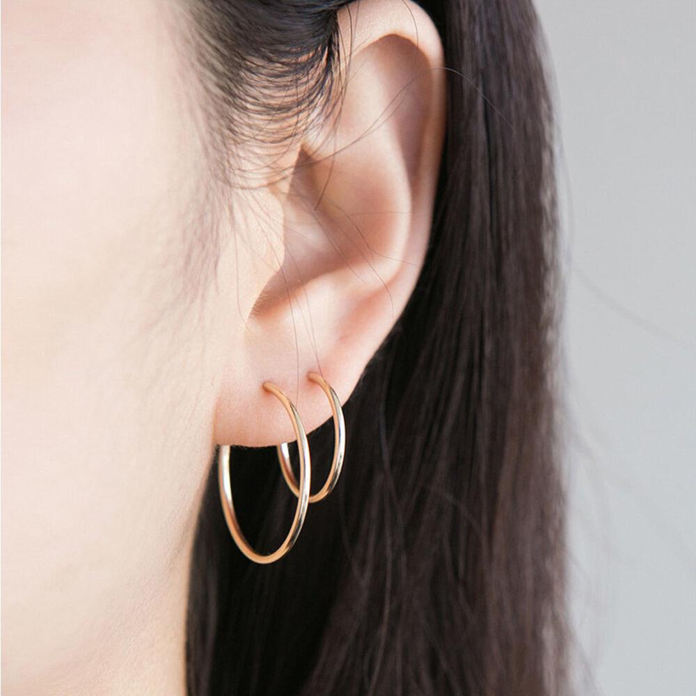 14K 골드필드 후프 링 귀걸이 4 Size (14K골드필드)