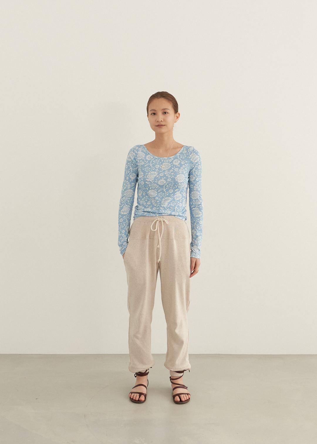 Soft cotton jogger pants -melange beige