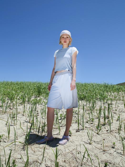 Striped Lace -Trim Track Pants - Silver Blue