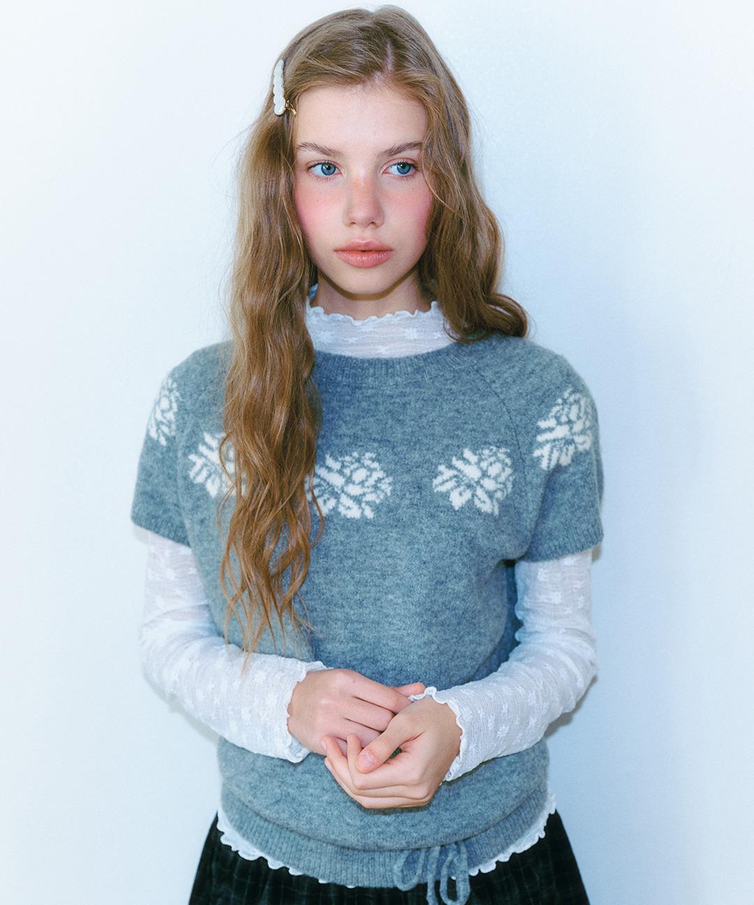 로엠 [NEW라인✨️]반팔 페어아일 스웨터_RMKAF4CRTA