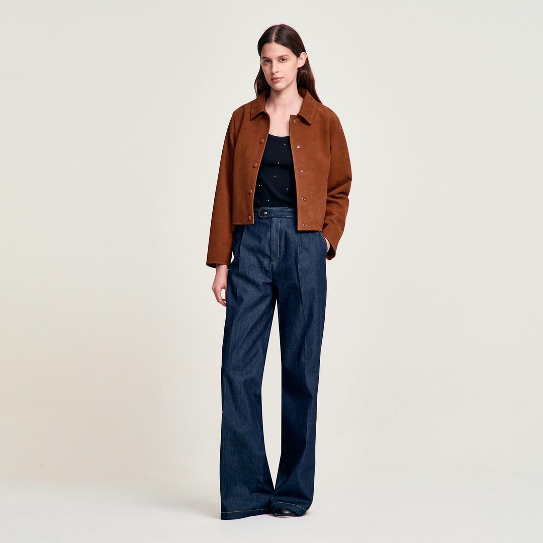 스웨이드 크롭 자켓