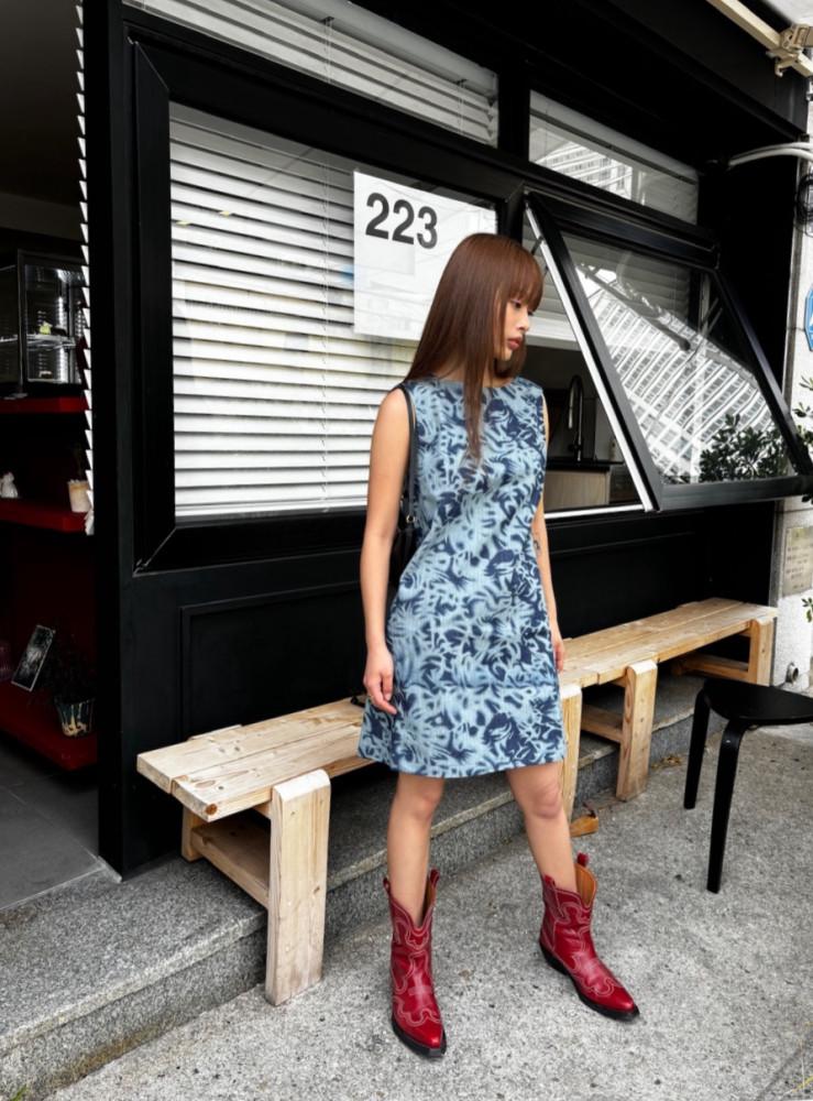 ETHNIC DENIM MINI DRESS