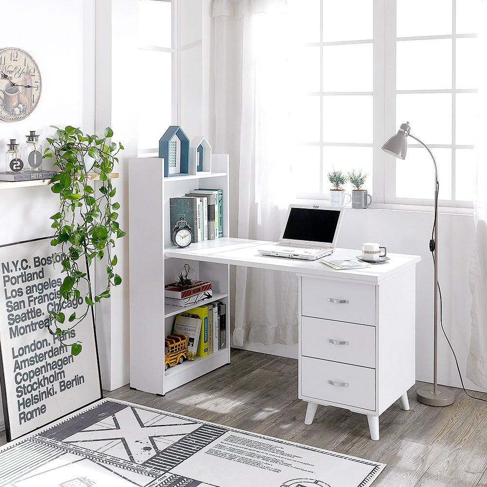 헤븐 서랍형1200책상세트, 화이트, 색상:화이트