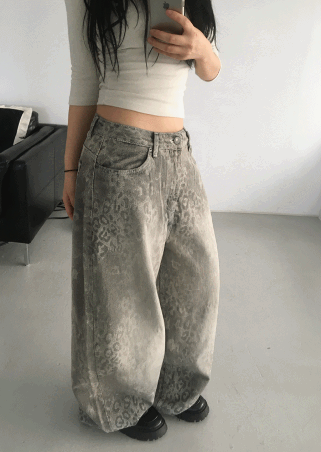 (OOTJ) 그레이시 레오파드 와이드 데님