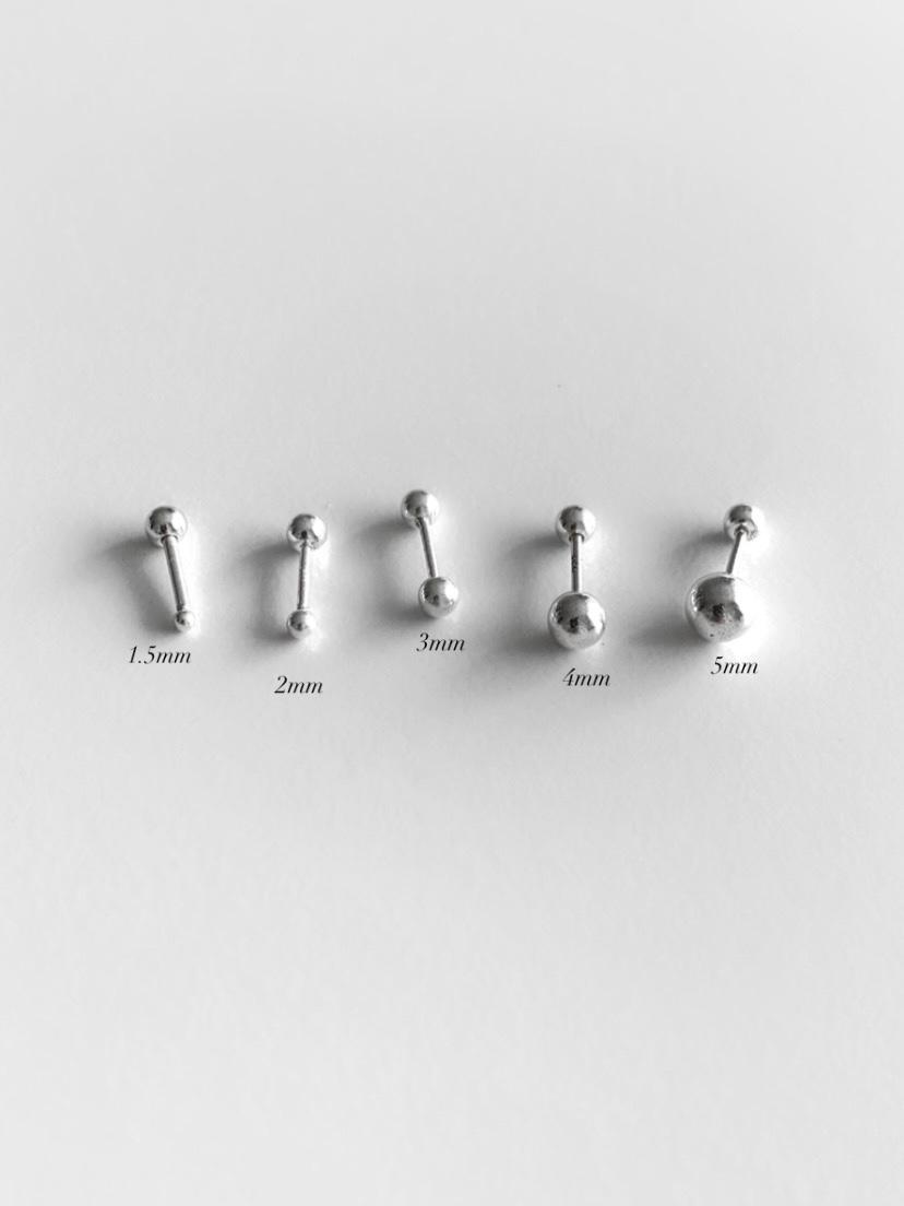 (silver925/ 5size) ball piercing 1.5mm 2mm 볼 피어싱