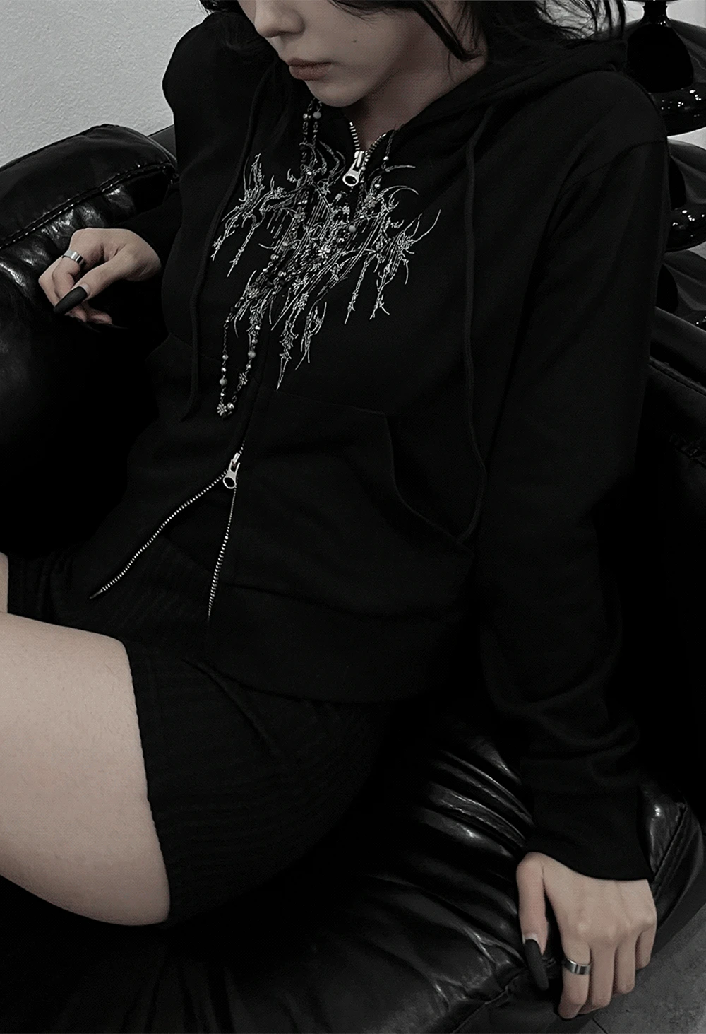 true printing hooded zip-up