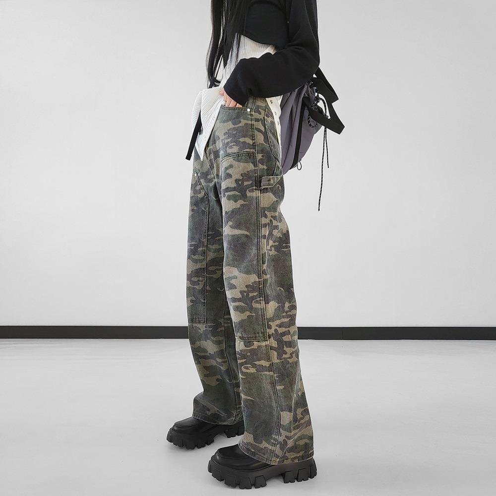 톤다운 밀리터리 일자핏 빈티지 레트로 카모팬츠