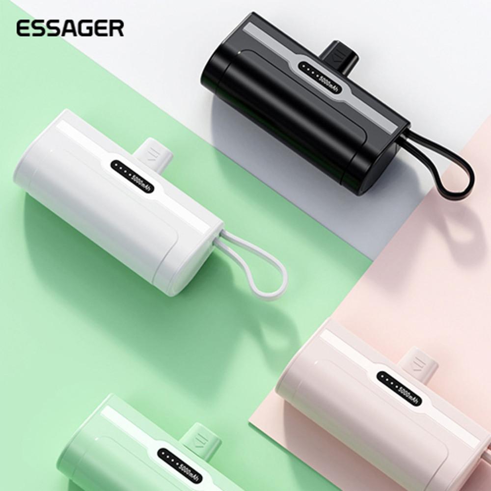 ESSAGER 5000mAh 포켓배터리 듀얼 도킹형 일체형 미니 보조배터리