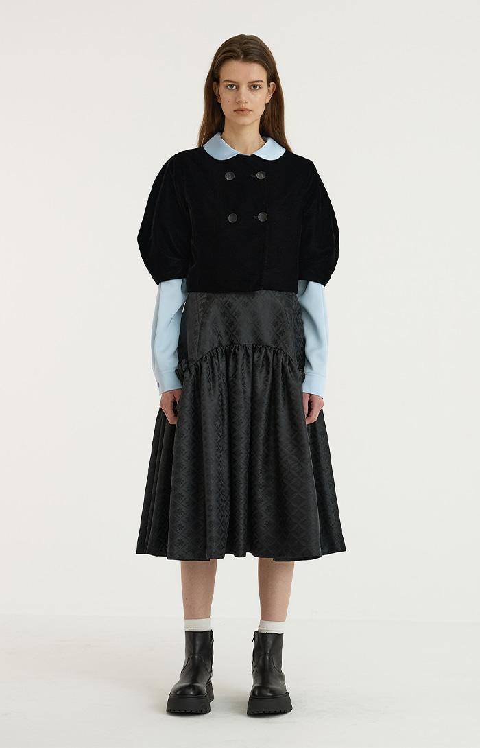 Flower Jacquard Corsage Skirt_Black