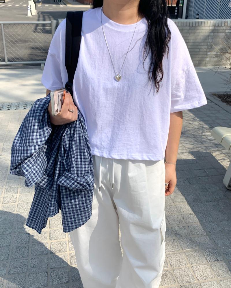 (100장돌파!) [화이트,블랙,그레이 당일발송]  예스 무지 크롭 반팔티 (5color) (55-88)