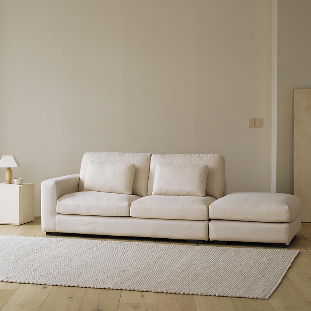 씨엘로 밀로 구스 워셔블 리얼 풀커버 패브릭 소파 3인 카우치+스툴세트 (2colors)