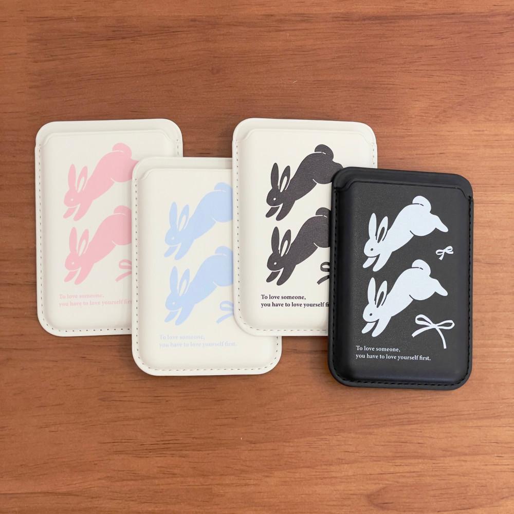 Vintage rabbit | 맥세이프 가죽 카드 케이스 (4 colors)