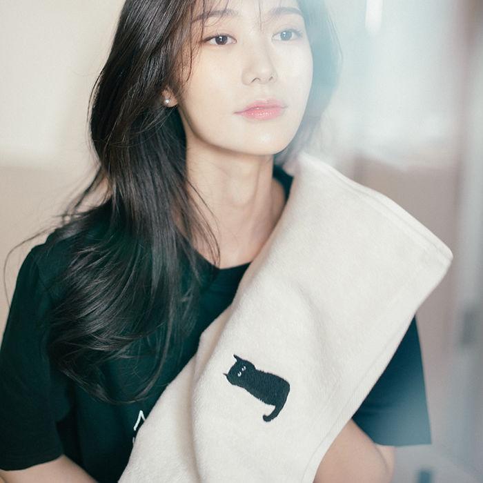 [Organic cotton Towel] Black cat