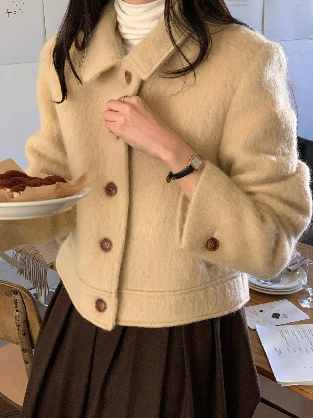 샤샤 오브 울 모달 하프코트 반코트 3color