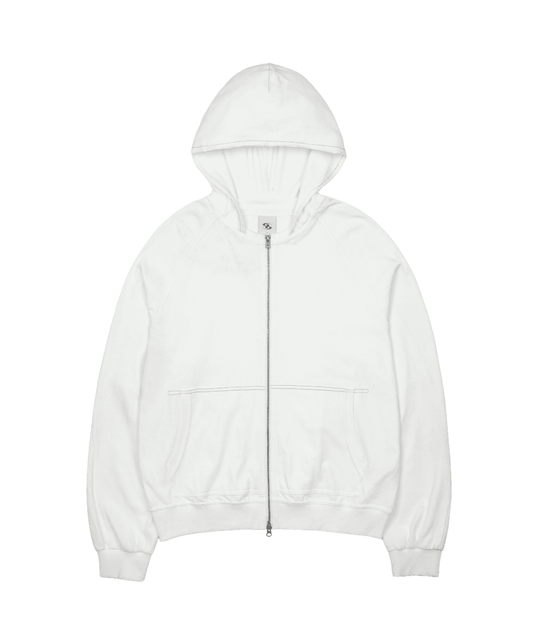 WASHED HOODIE ZIP-UP [IVORY]