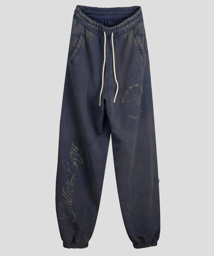 올드 엠블럼 베기 스웻팬츠 [ 퍼플 ]