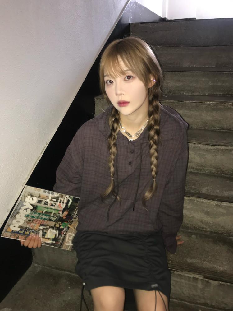 Appealing check hoodie 어필링 체크 후디