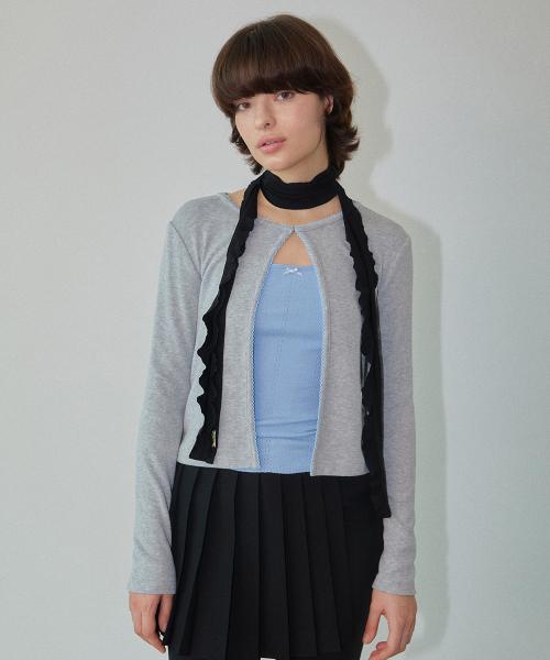 후크 클로져 레이스 가디건 그레이 WBDFNT001GR