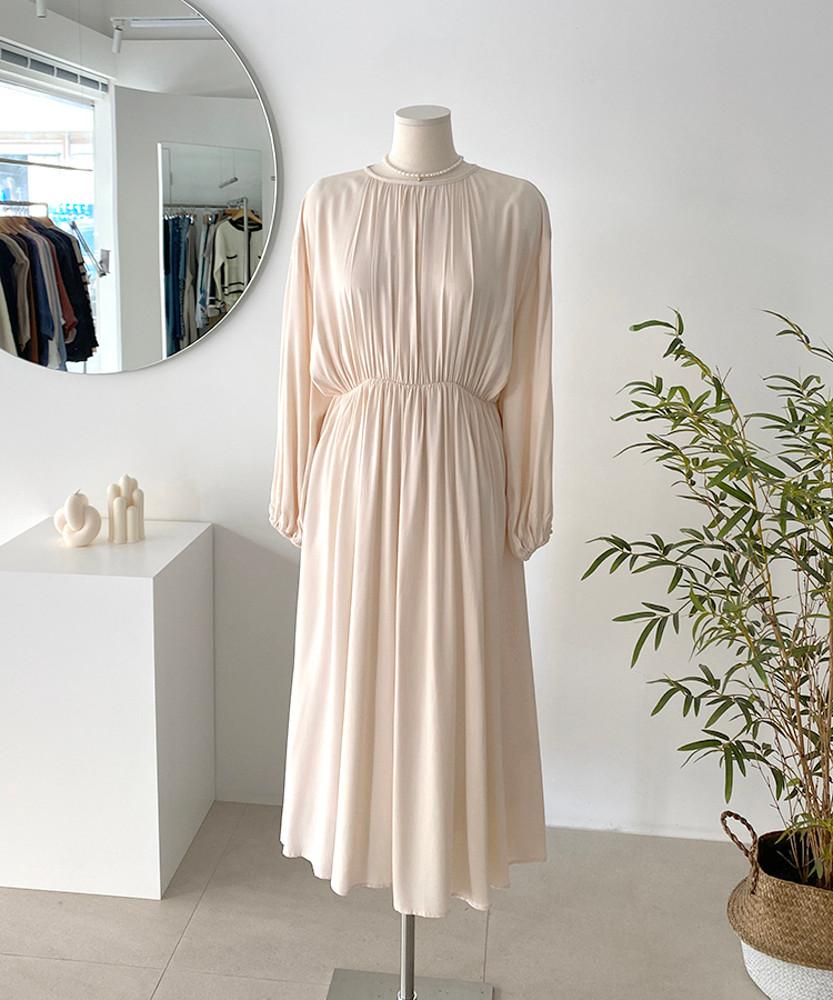 Br 미드셔링 허리밴딩롱원피스 2color