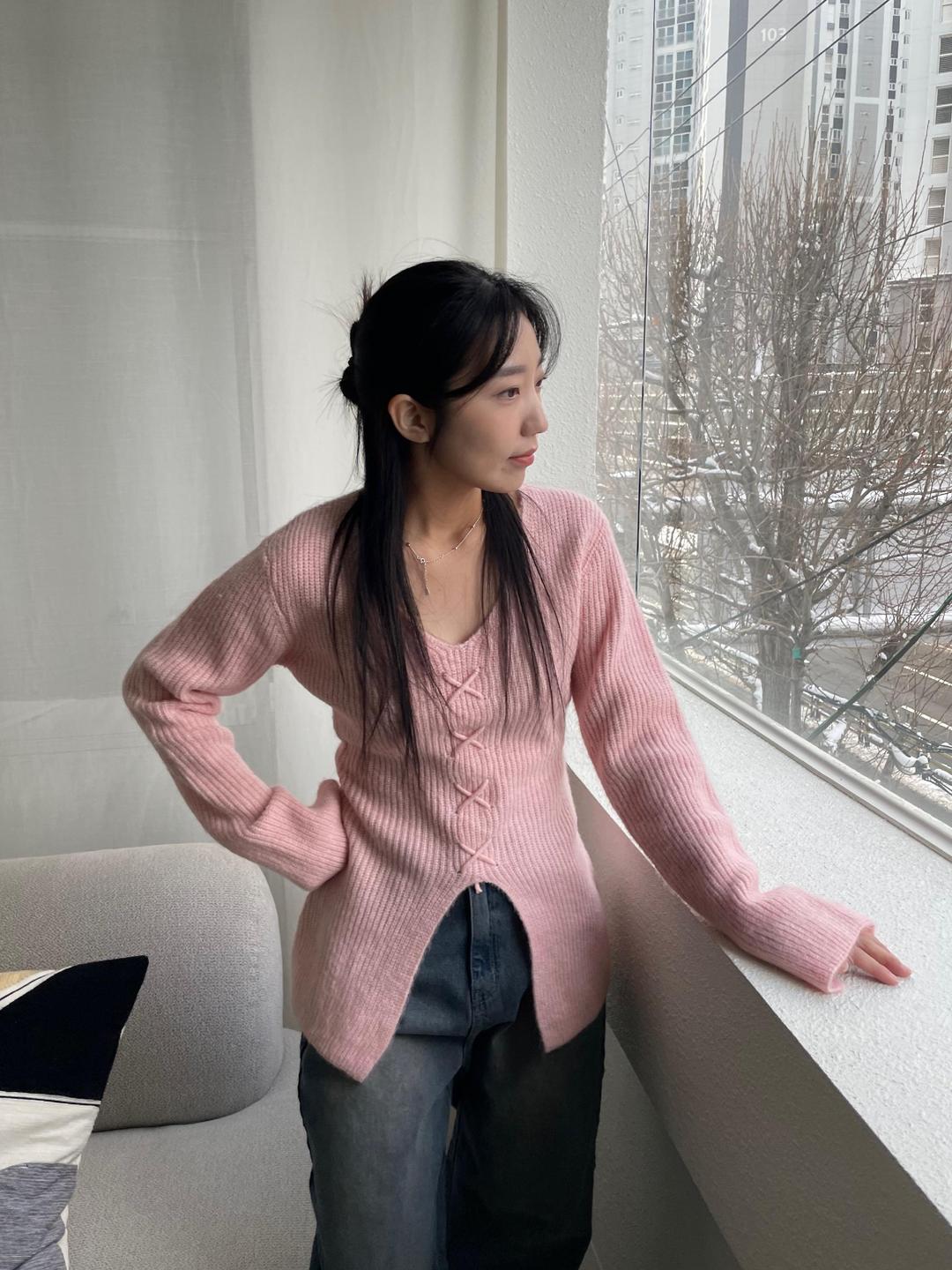 엑스 트임 브이넥니트 여자니트