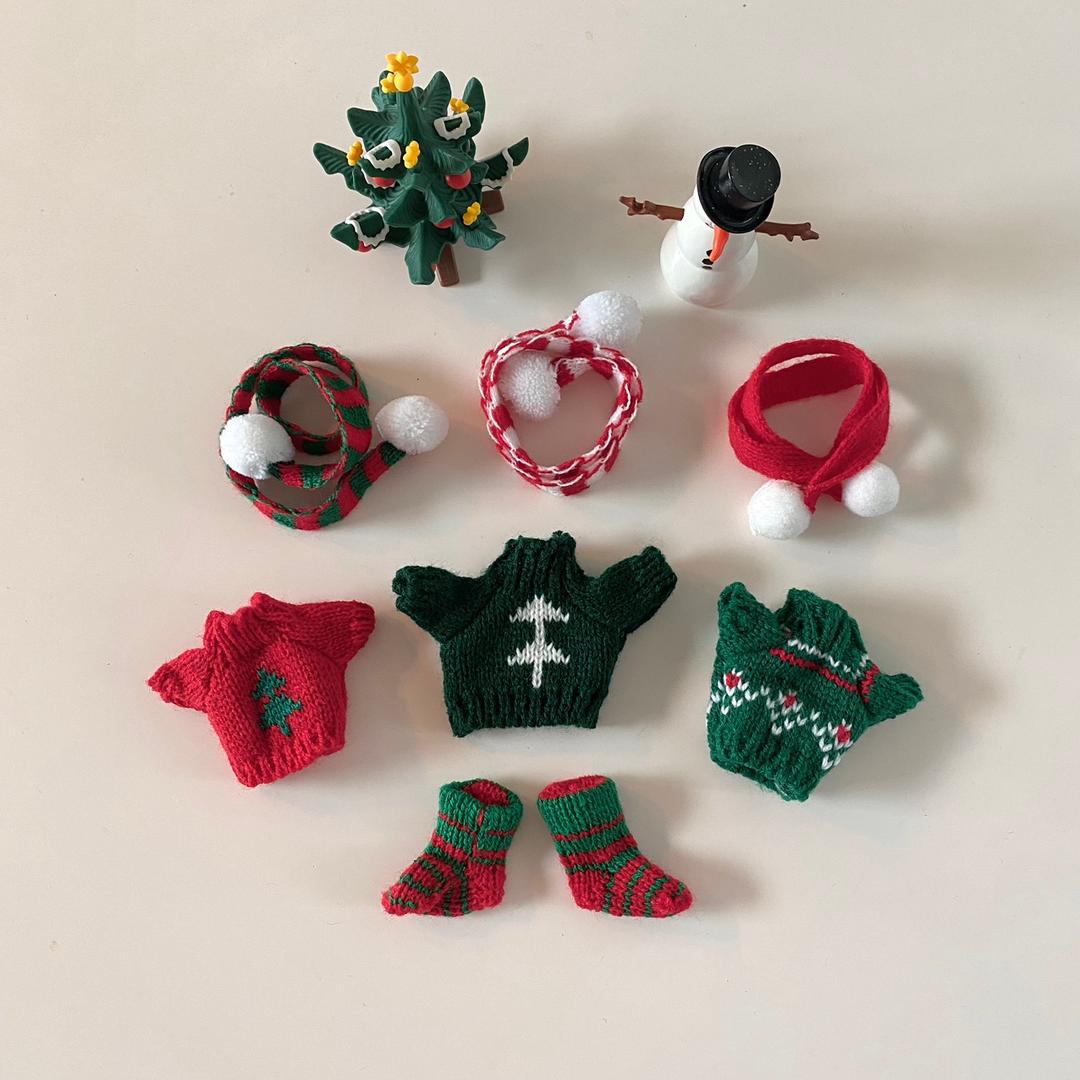 크리스마스 그로밋 인형 키링 소품 옷 모루인형 니트 목도리 양말 산타옷