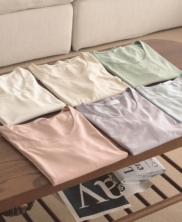 [기획특가] 베이비 모달 여리핏 유넥 반팔 티셔츠 (7color)