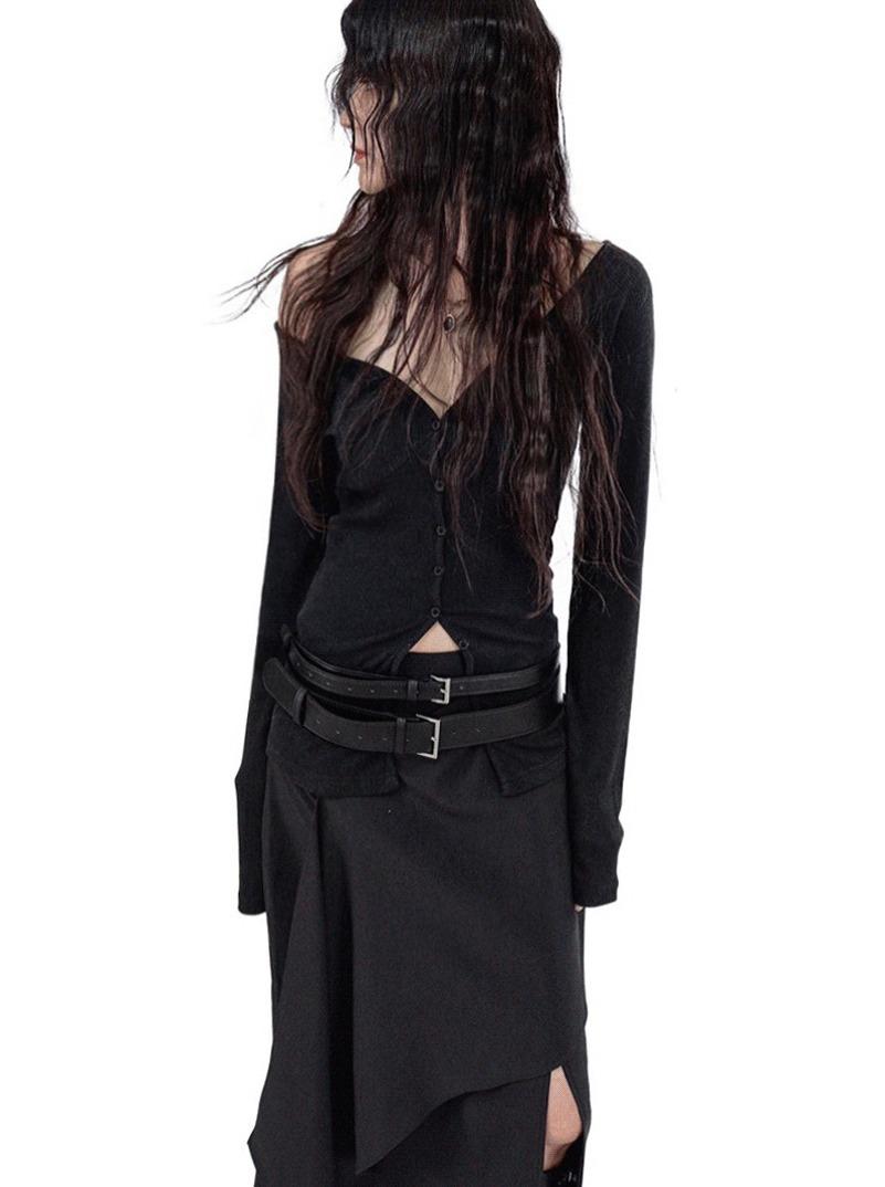 BODY  LINE V-NECK KNIT CARDIGAN 바디 절개라인 브이넥 골지 니트가디건 (4 COLORS)