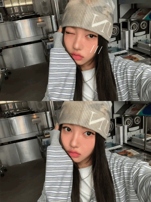 런 키튼 프린팅 비니