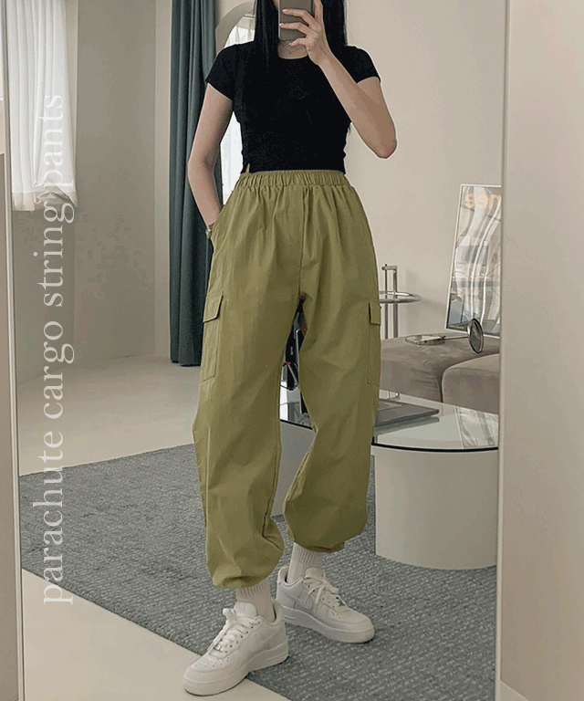 패러슈트 스트링 카고 팬츠(카키/블랙 추가♥)