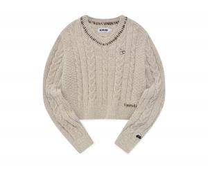 [모다 천안아산점] 체리 브이넥 크롭 케이블 니트