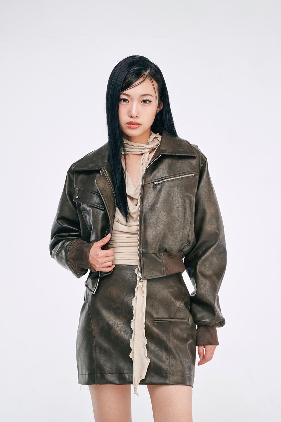 Amber leather jumper (khaki)