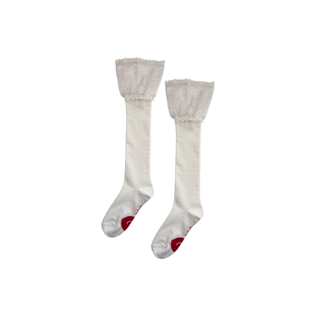 Lace Heart knee socks white