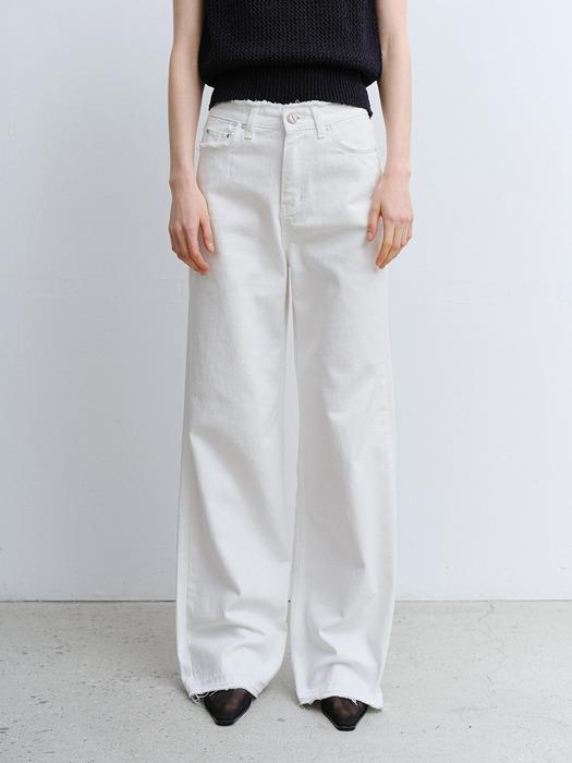 TVR FRINGE LOOSE FIT DENIM_WHITE