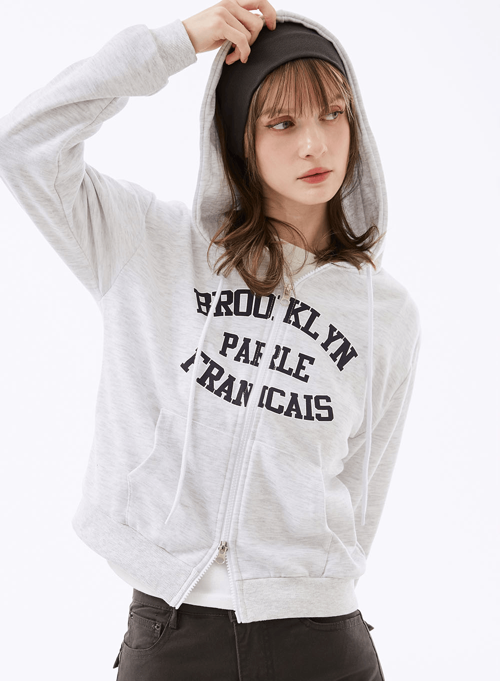 미젠트 크롭 후드집업