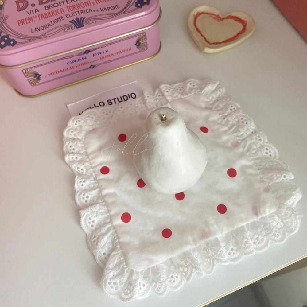 HOLLO HAUS 쇼핑몰 카페 패브릭 티코스터 컵받침 디퓨저받침 사각 도트 컵받침대