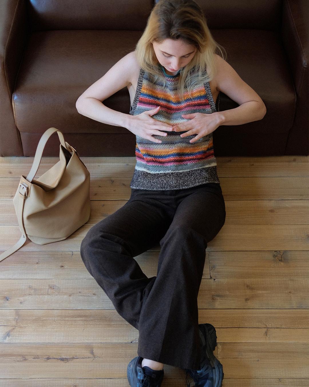 Hobo Bag with 3-way Belted Strap in Camel