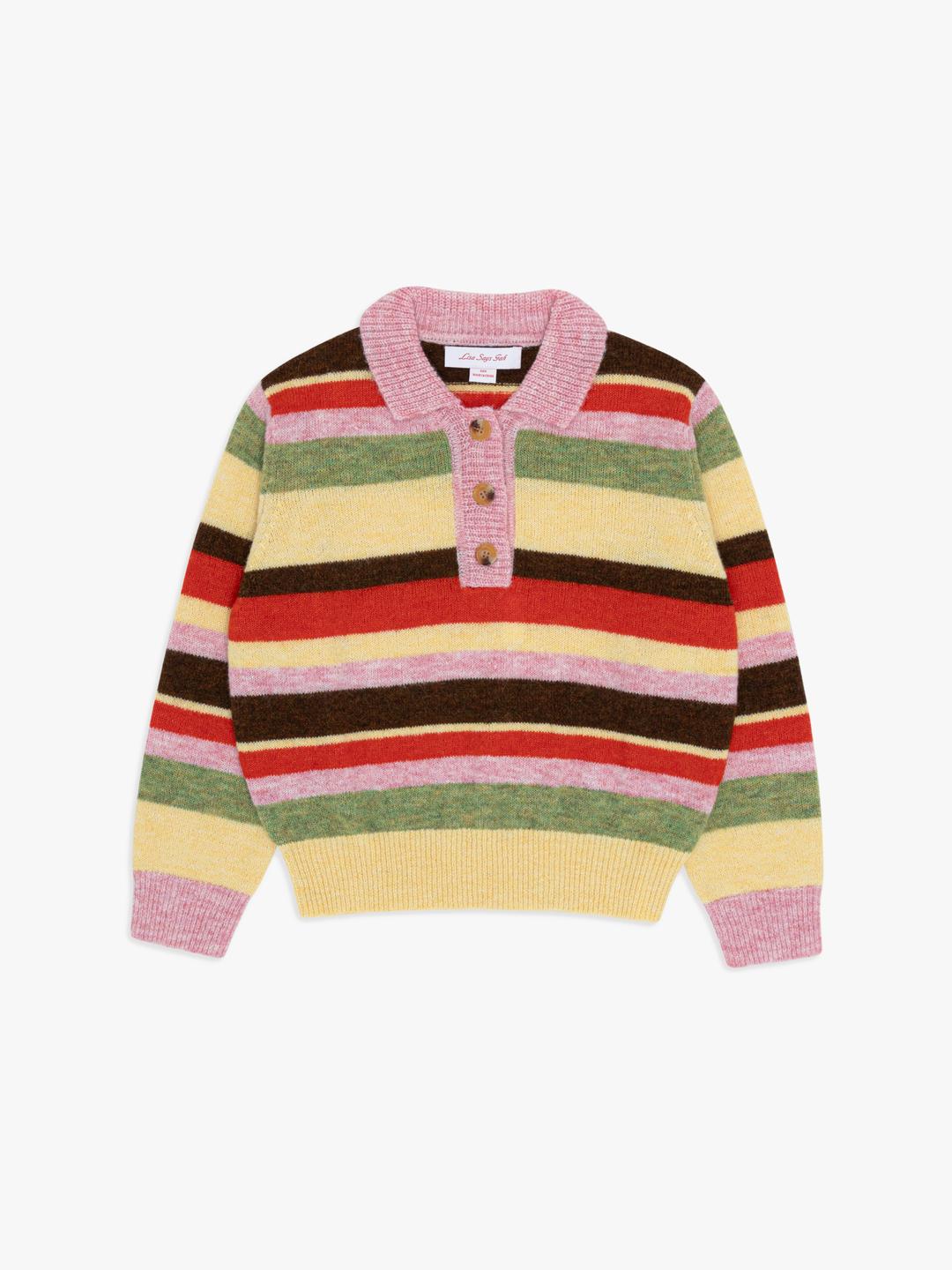 Alaia Polo Sweater - Pink Stripe - Pink Stripe / XS/S