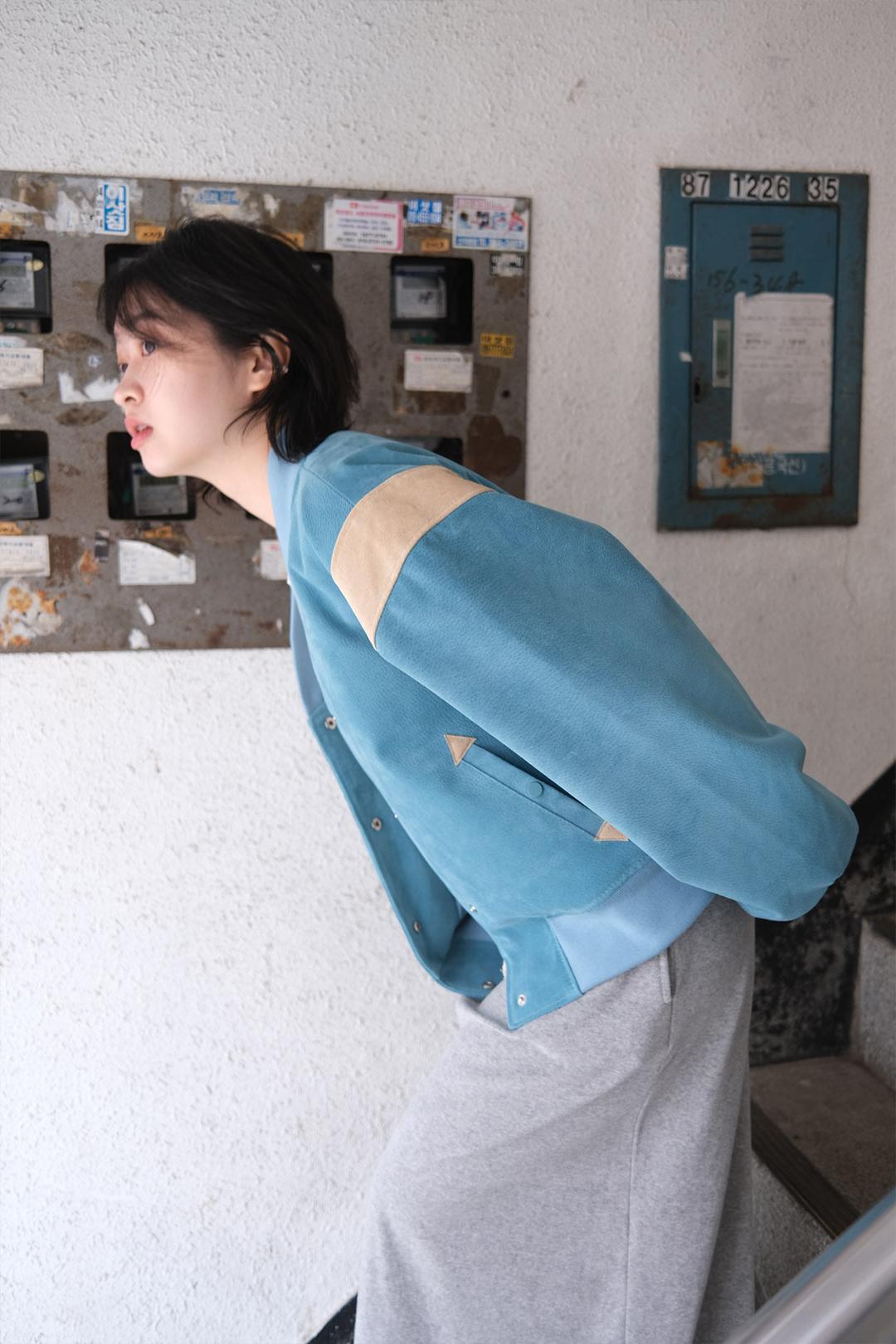 Leather stadium jacket