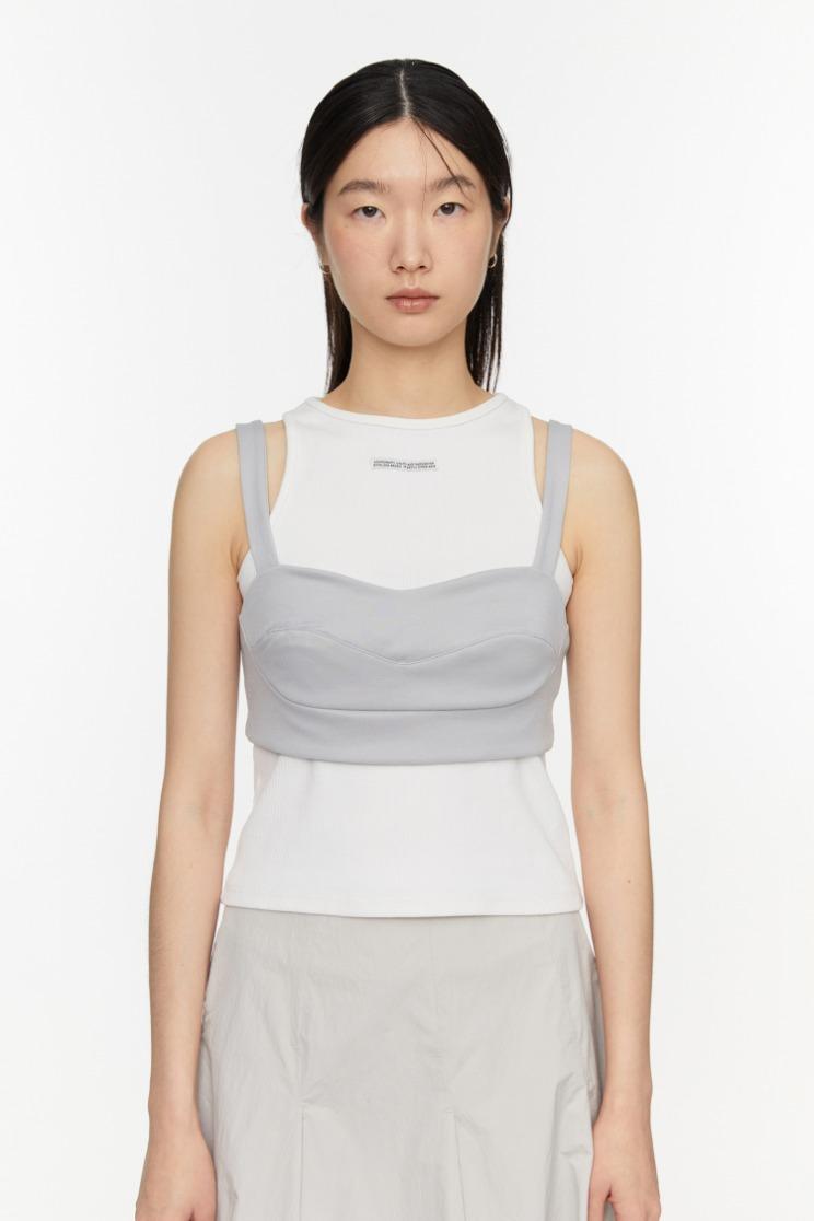 Layered wide bra top (GREY)