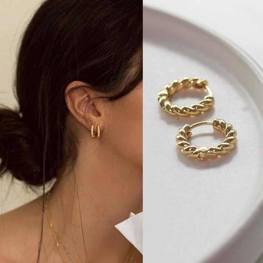 yy05 엔틱 골드 심플 트위스트 링귀걸이