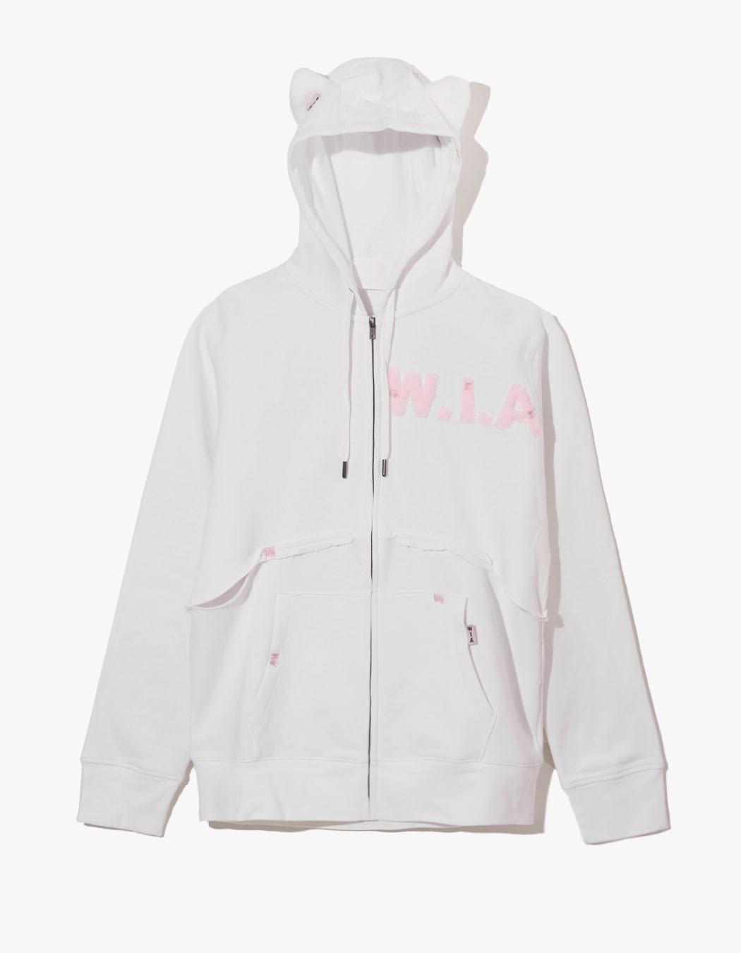 Kitty Zip Up Hoodie - White